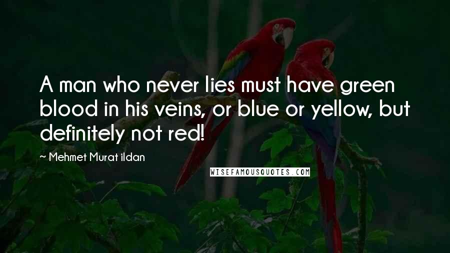 Mehmet Murat Ildan Quotes: A man who never lies must have green blood in his veins, or blue or yellow, but definitely not red!