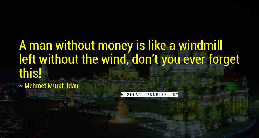 Mehmet Murat Ildan Quotes: A man without money is like a windmill left without the wind, don't you ever forget this!
