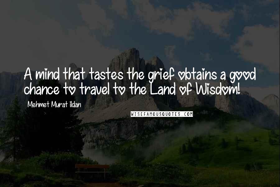 Mehmet Murat Ildan Quotes: A mind that tastes the grief obtains a good chance to travel to the Land of Wisdom!