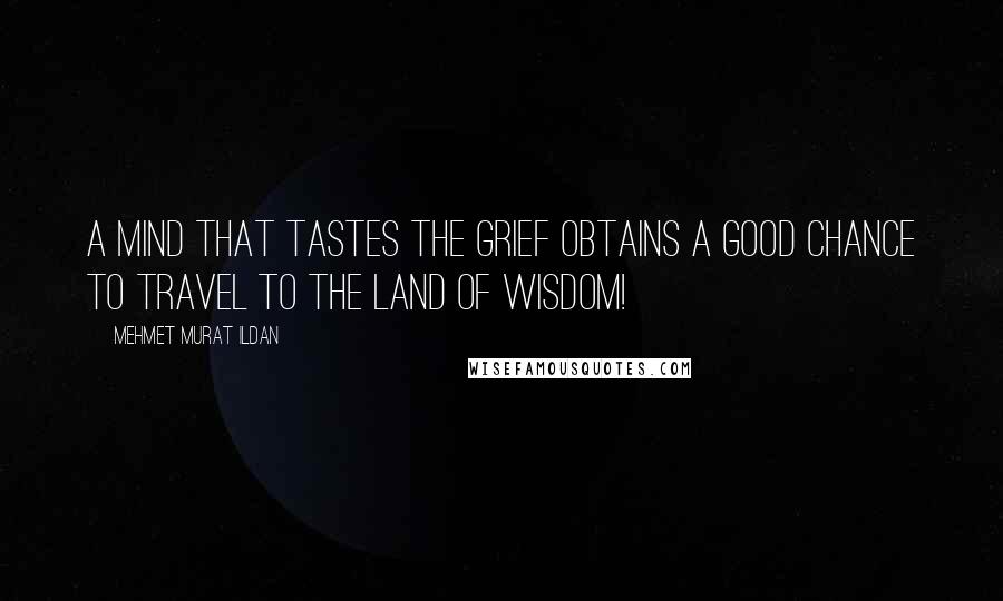 Mehmet Murat Ildan Quotes: A mind that tastes the grief obtains a good chance to travel to the Land of Wisdom!