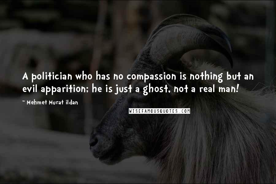 Mehmet Murat Ildan Quotes: A politician who has no compassion is nothing but an evil apparition; he is just a ghost, not a real man!