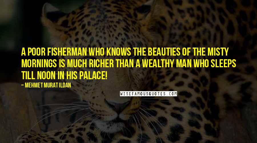 Mehmet Murat Ildan Quotes: A poor fisherman who knows the beauties of the misty mornings is much richer than a wealthy man who sleeps till noon in his palace!