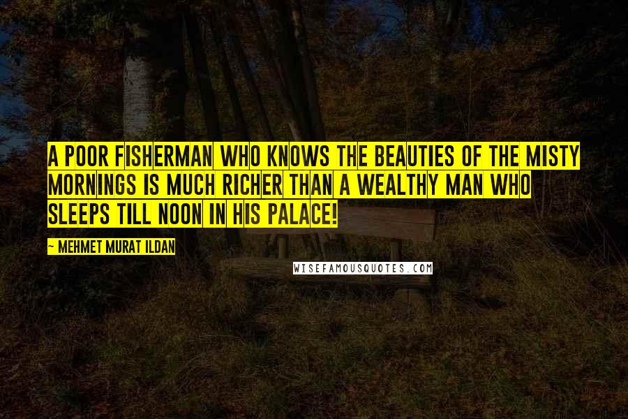 Mehmet Murat Ildan Quotes: A poor fisherman who knows the beauties of the misty mornings is much richer than a wealthy man who sleeps till noon in his palace!