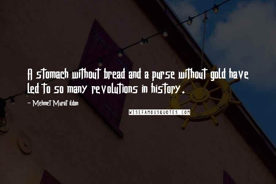 Mehmet Murat Ildan Quotes: A stomach without bread and a purse without gold have led to so many revolutions in history.