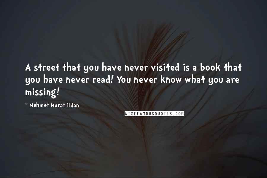 Mehmet Murat Ildan Quotes: A street that you have never visited is a book that you have never read! You never know what you are missing!