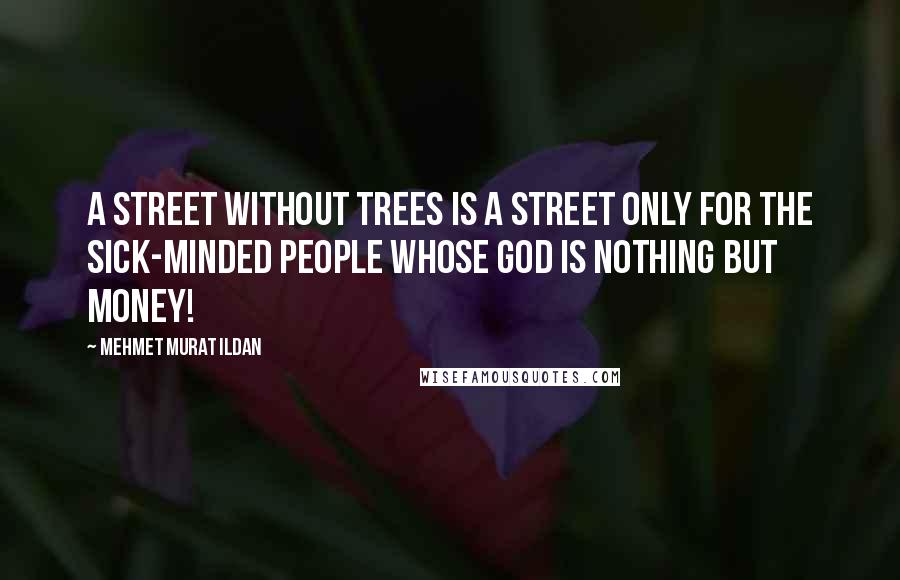 Mehmet Murat Ildan Quotes: A street without trees is a street only for the sick-minded people whose god is nothing but money!