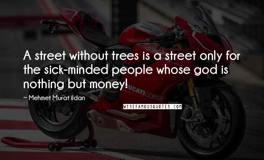 Mehmet Murat Ildan Quotes: A street without trees is a street only for the sick-minded people whose god is nothing but money!