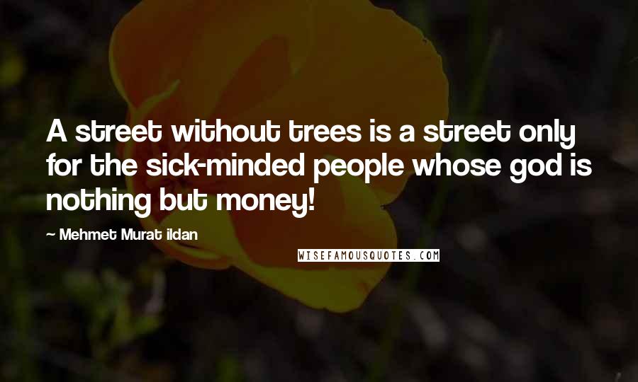 Mehmet Murat Ildan Quotes: A street without trees is a street only for the sick-minded people whose god is nothing but money!