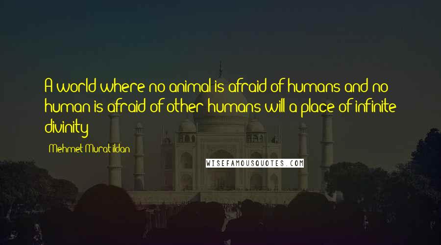 Mehmet Murat Ildan Quotes: A world where no animal is afraid of humans and no human is afraid of other humans will a place of infinite divinity!