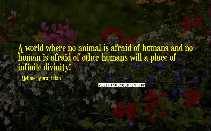 Mehmet Murat Ildan Quotes: A world where no animal is afraid of humans and no human is afraid of other humans will a place of infinite divinity!