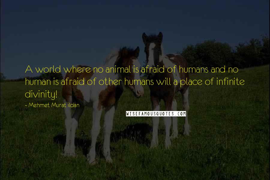 Mehmet Murat Ildan Quotes: A world where no animal is afraid of humans and no human is afraid of other humans will a place of infinite divinity!