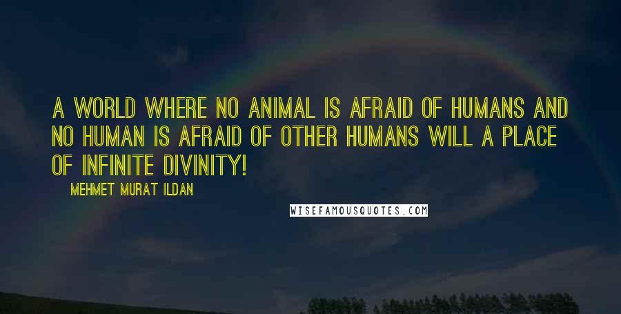 Mehmet Murat Ildan Quotes: A world where no animal is afraid of humans and no human is afraid of other humans will a place of infinite divinity!