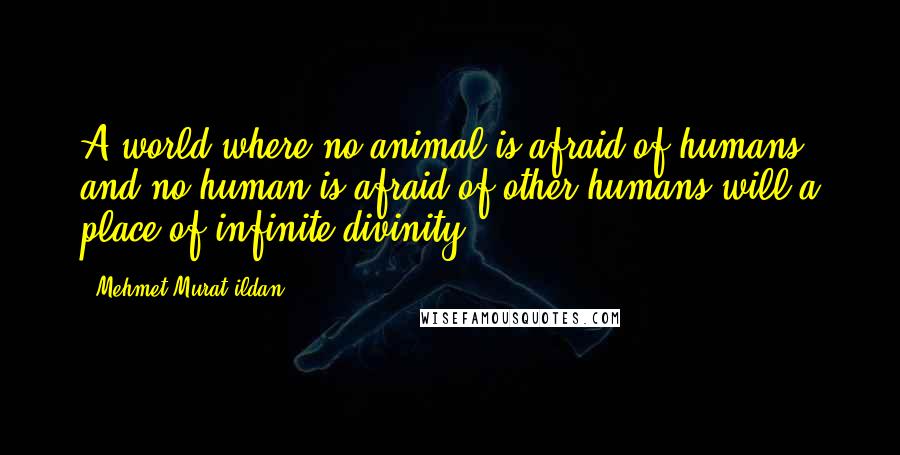 Mehmet Murat Ildan Quotes: A world where no animal is afraid of humans and no human is afraid of other humans will a place of infinite divinity!