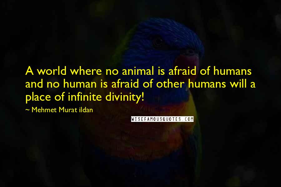 Mehmet Murat Ildan Quotes: A world where no animal is afraid of humans and no human is afraid of other humans will a place of infinite divinity!