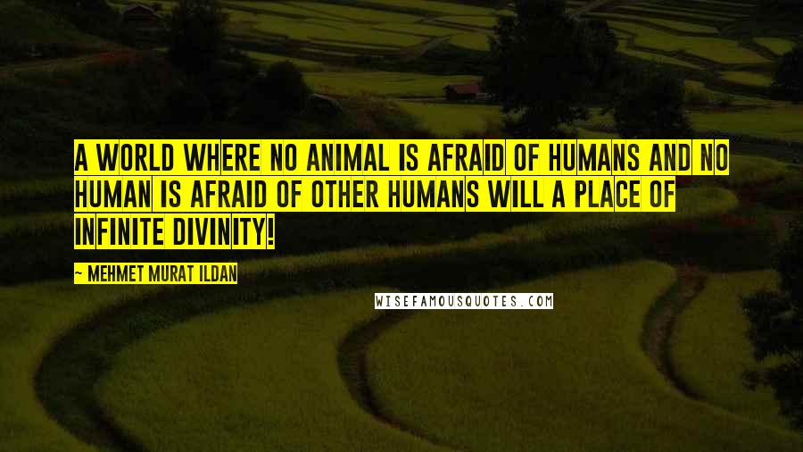 Mehmet Murat Ildan Quotes: A world where no animal is afraid of humans and no human is afraid of other humans will a place of infinite divinity!