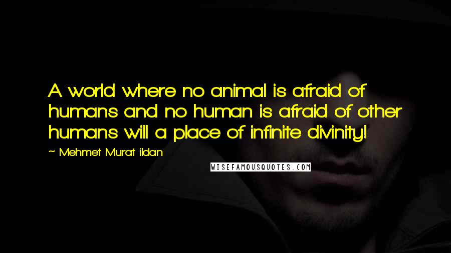 Mehmet Murat Ildan Quotes: A world where no animal is afraid of humans and no human is afraid of other humans will a place of infinite divinity!