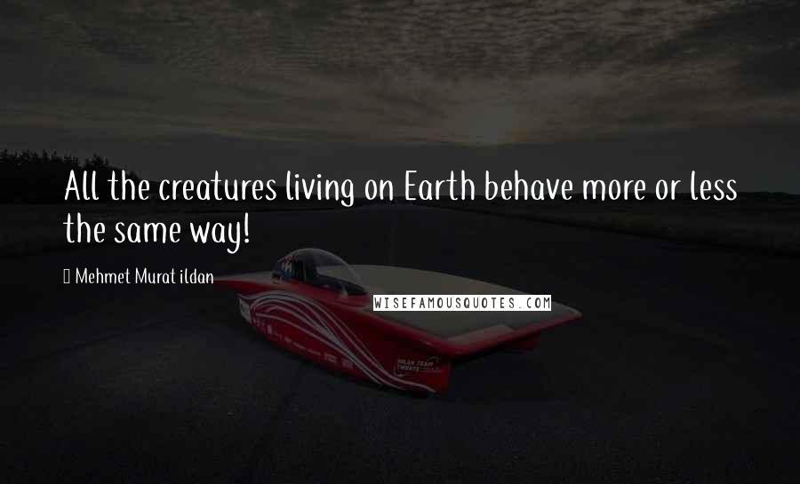 Mehmet Murat Ildan Quotes: All the creatures living on Earth behave more or less the same way!