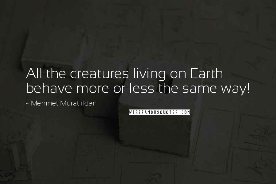 Mehmet Murat Ildan Quotes: All the creatures living on Earth behave more or less the same way!