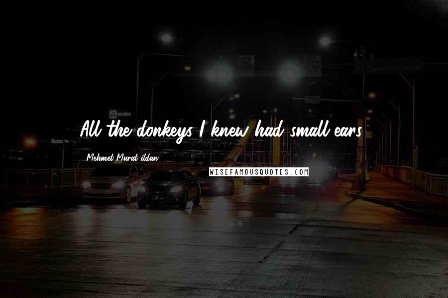 Mehmet Murat Ildan Quotes: All the donkeys I knew had small ears!