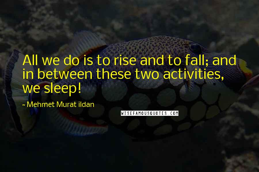 Mehmet Murat Ildan Quotes: All we do is to rise and to fall; and in between these two activities, we sleep!