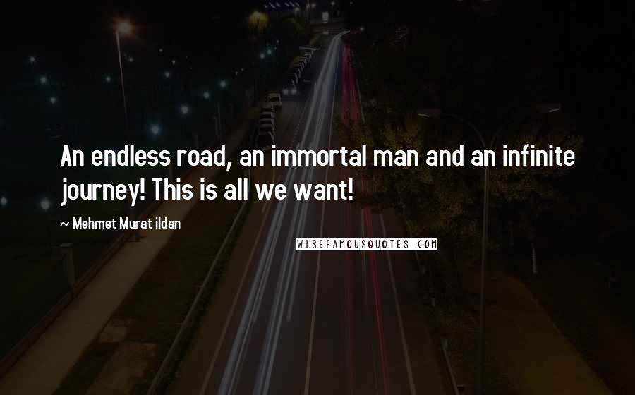 Mehmet Murat Ildan Quotes: An endless road, an immortal man and an infinite journey! This is all we want!