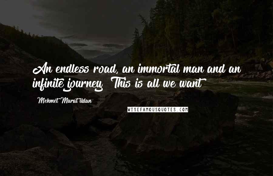 Mehmet Murat Ildan Quotes: An endless road, an immortal man and an infinite journey! This is all we want!