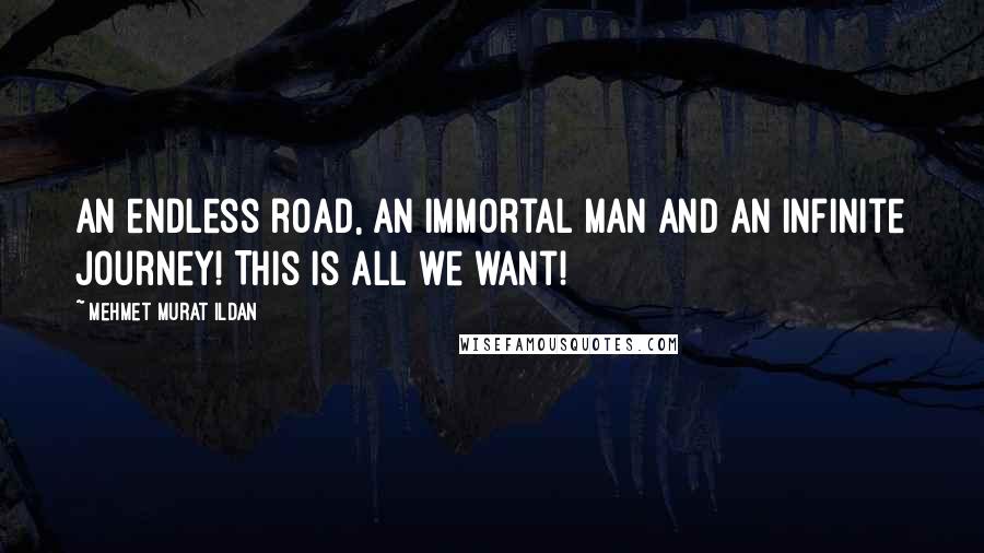 Mehmet Murat Ildan Quotes: An endless road, an immortal man and an infinite journey! This is all we want!