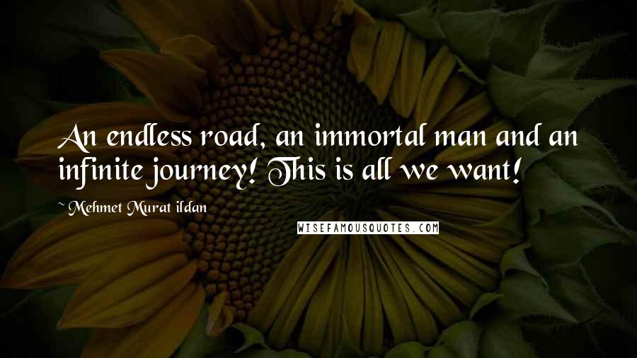 Mehmet Murat Ildan Quotes: An endless road, an immortal man and an infinite journey! This is all we want!