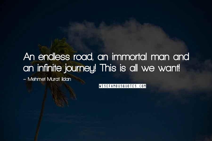 Mehmet Murat Ildan Quotes: An endless road, an immortal man and an infinite journey! This is all we want!