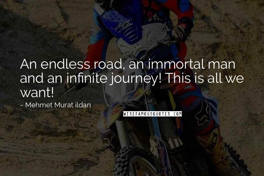 Mehmet Murat Ildan Quotes: An endless road, an immortal man and an infinite journey! This is all we want!