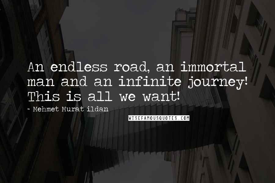 Mehmet Murat Ildan Quotes: An endless road, an immortal man and an infinite journey! This is all we want!