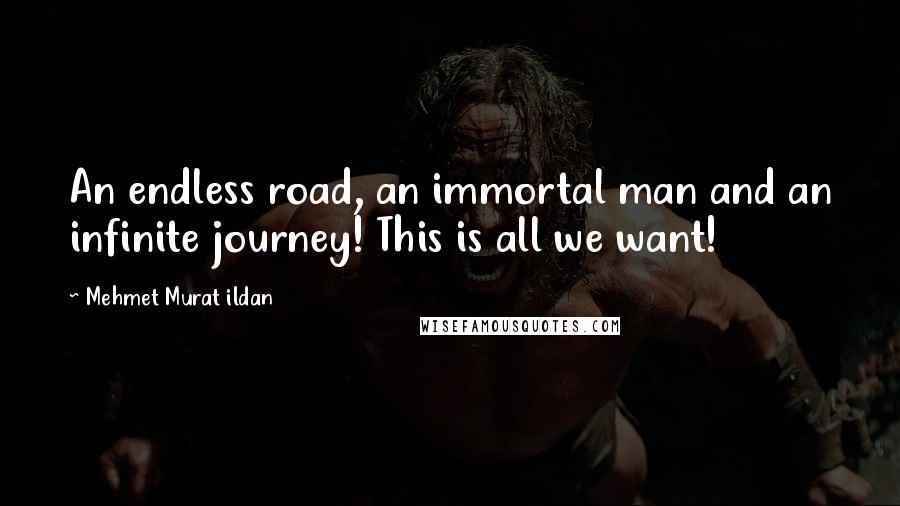 Mehmet Murat Ildan Quotes: An endless road, an immortal man and an infinite journey! This is all we want!
