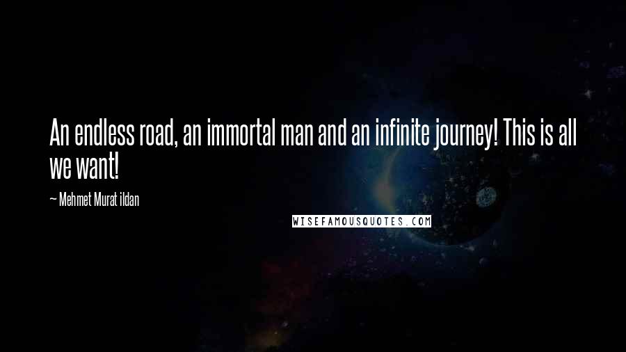 Mehmet Murat Ildan Quotes: An endless road, an immortal man and an infinite journey! This is all we want!