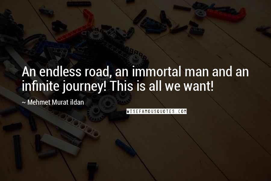 Mehmet Murat Ildan Quotes: An endless road, an immortal man and an infinite journey! This is all we want!