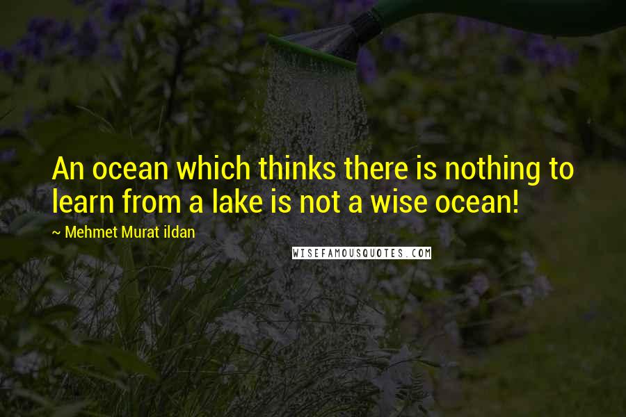 Mehmet Murat Ildan Quotes: An ocean which thinks there is nothing to learn from a lake is not a wise ocean!