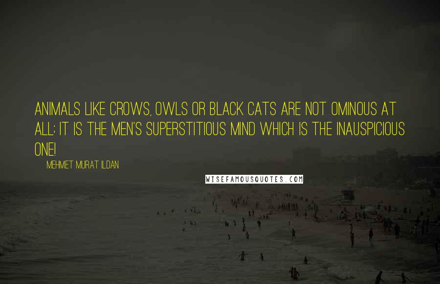 Mehmet Murat Ildan Quotes: Animals like crows, owls or black cats are not ominous at all; it is the men's superstitious mind which is the inauspicious one!