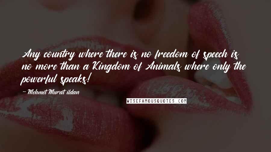 Mehmet Murat Ildan Quotes: Any country where there is no freedom of speech is no more than a Kingdom of Animals where only the powerful speaks!