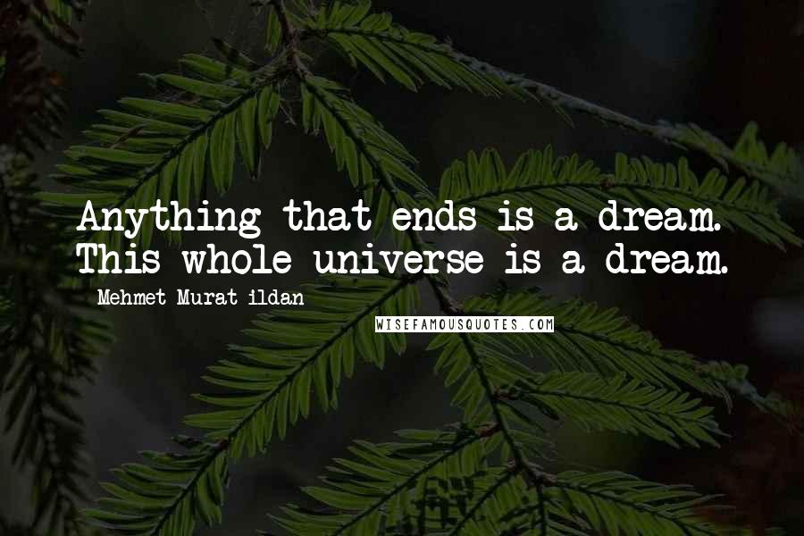 Mehmet Murat Ildan Quotes: Anything that ends is a dream. This whole universe is a dream.