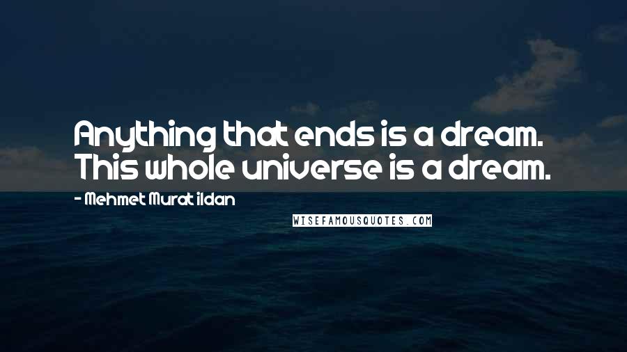Mehmet Murat Ildan Quotes: Anything that ends is a dream. This whole universe is a dream.