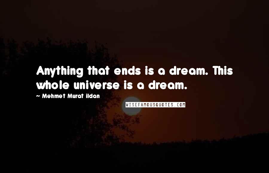 Mehmet Murat Ildan Quotes: Anything that ends is a dream. This whole universe is a dream.