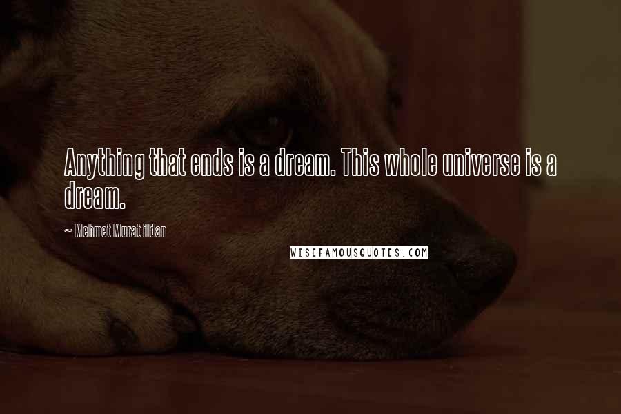 Mehmet Murat Ildan Quotes: Anything that ends is a dream. This whole universe is a dream.