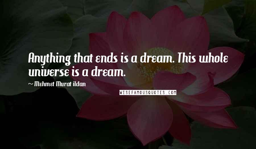 Mehmet Murat Ildan Quotes: Anything that ends is a dream. This whole universe is a dream.