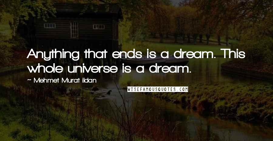 Mehmet Murat Ildan Quotes: Anything that ends is a dream. This whole universe is a dream.