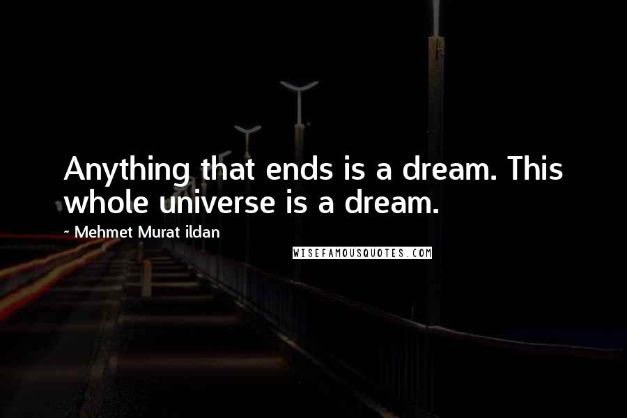 Mehmet Murat Ildan Quotes: Anything that ends is a dream. This whole universe is a dream.