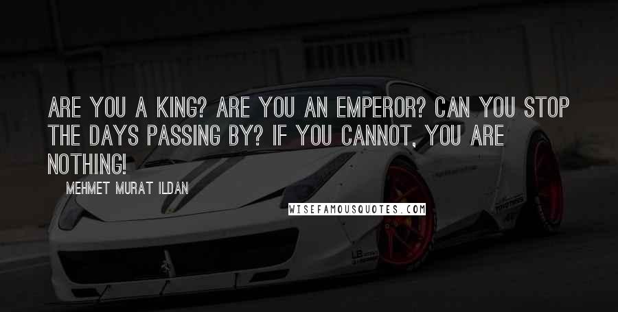 Mehmet Murat Ildan Quotes: Are you a King? Are you an Emperor? Can you stop the days passing by? If you cannot, you are nothing!