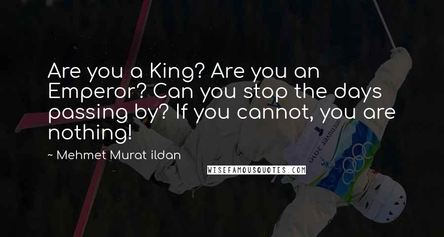Mehmet Murat Ildan Quotes: Are you a King? Are you an Emperor? Can you stop the days passing by? If you cannot, you are nothing!