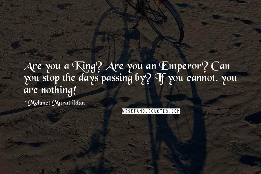 Mehmet Murat Ildan Quotes: Are you a King? Are you an Emperor? Can you stop the days passing by? If you cannot, you are nothing!