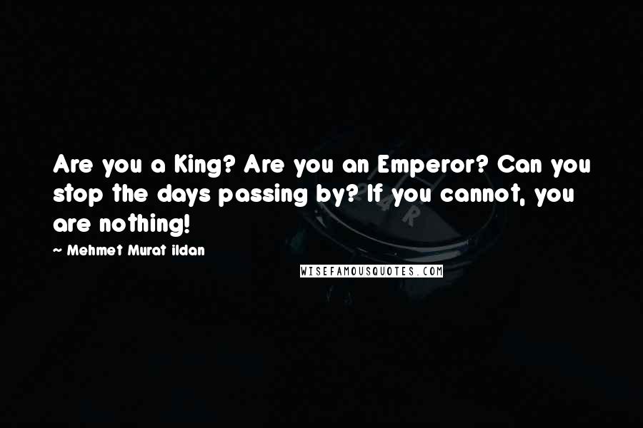 Mehmet Murat Ildan Quotes: Are you a King? Are you an Emperor? Can you stop the days passing by? If you cannot, you are nothing!