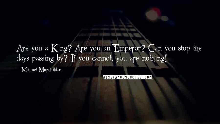 Mehmet Murat Ildan Quotes: Are you a King? Are you an Emperor? Can you stop the days passing by? If you cannot, you are nothing!