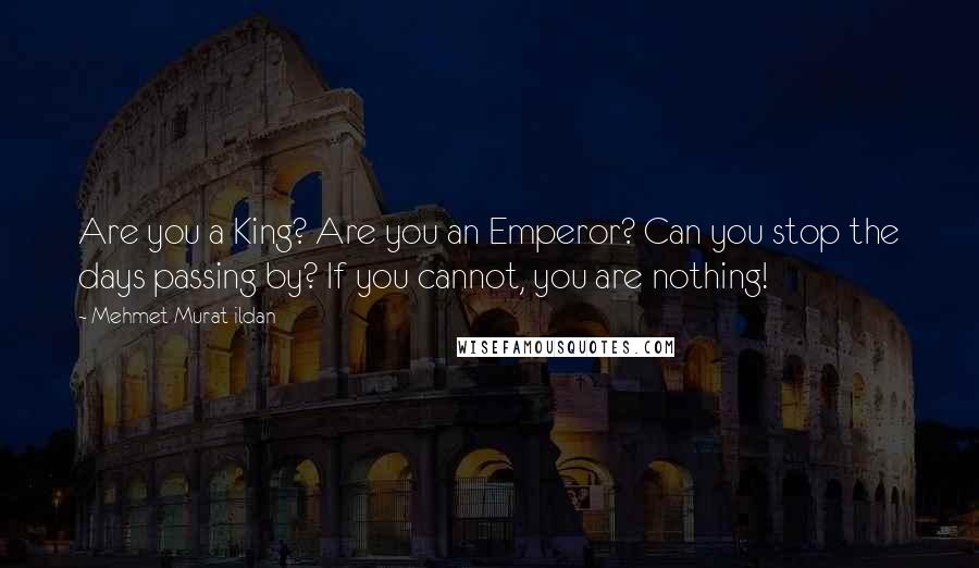 Mehmet Murat Ildan Quotes: Are you a King? Are you an Emperor? Can you stop the days passing by? If you cannot, you are nothing!